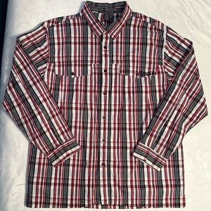 VTG le jean de marithe + francois girbaud button up shirt Mens XL red white blue